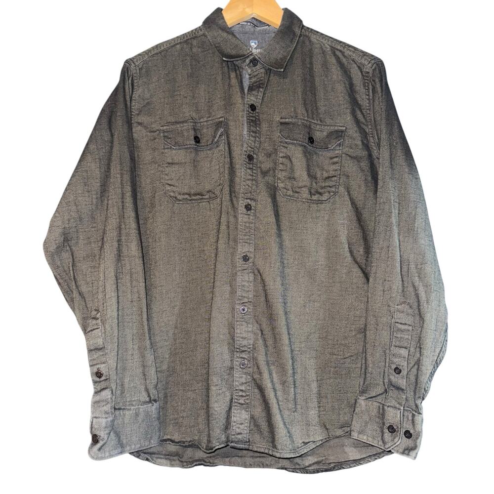 Kuhl Long Long Sleeve Button Up Shirt Mens Medium Pockets Outdoor Hiking Utility